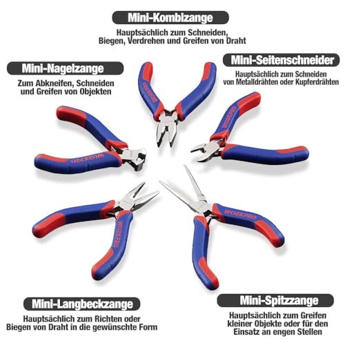 WORKPRO W001305 Mini Precision Pliers Set, Jewellery Pliers, 5 Pieces