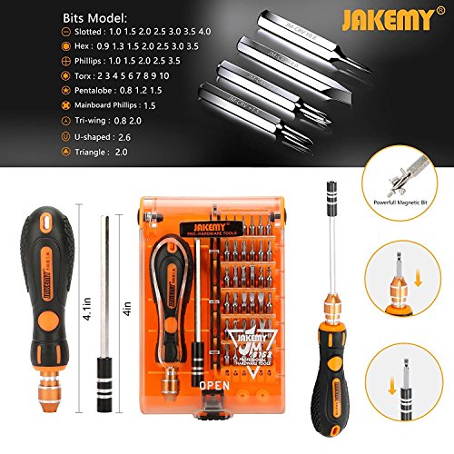 Jakemy Screwdriver Set with Flexible Shaft, 107 in 1 with 54 Magnetic Driver Bits, Repair Tool kit with Pocket Tool Bag for iPhone X, Computer, Macbook, Cell Phone, PC, Laptop {Upgraded Version} - Thumbnail 3