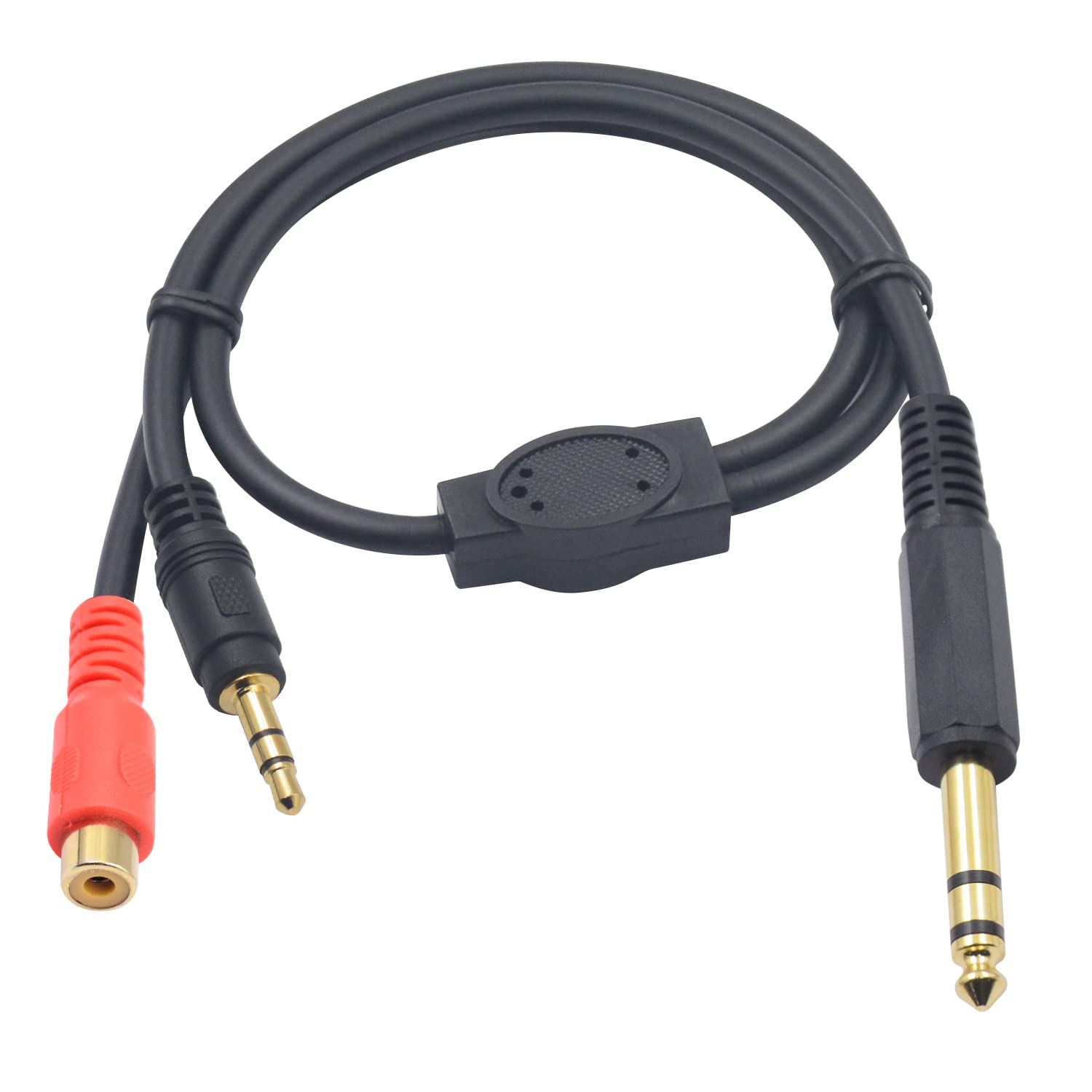 Duttek 6.35mm 1/4" to RCA Female and 3.5mm 1/8" Male Stereo Audio Cable,3.5mm to 6.35mm Audio Jack,6.35mm to RCA Audio Jack Cable Extension Cord for Headphones, MP3 Players, DVD Players, 50cm