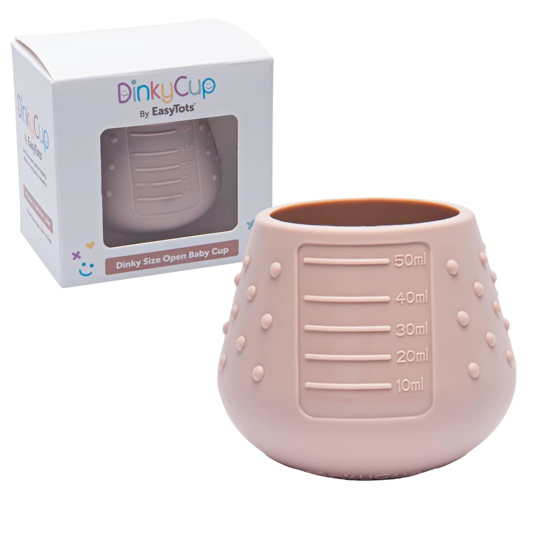 EasyTots DinkyCup 50ml | Open Re-Balancing Baby Cup | BPA Free Silicone | Use from 4 to 18 Months | Extra Small for Tiny Hands and Mouths | Perfect Weaning Sippy Cup (Mauve, 1 Pack)