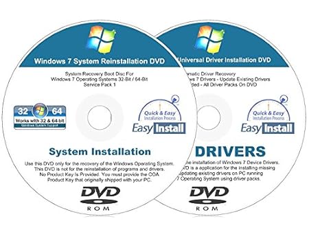 Windows 7 (SP1) 32 & 64 bit Easy Install Reinstall DVD Set - Home Basic Premium Professional Ultimate + 2017 Driver DVD Included - 2 Disc Easy Automatic Installation Kit