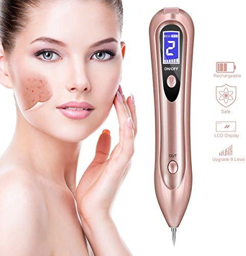 Mole Remover, KINIVA Dot Freckle Acne Removal LCD Pen, Skin Tag Sweep Age Spot Electric Kit for Tattoo, Nevus, Pigment, Fleshy, Birthmark (USB, Home Use Device) - Pink