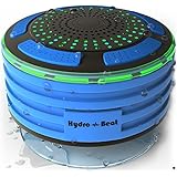 Shower Radios - Hydro-Beat Illumination. IPX7 portable fully Waterproof Bluetooth Speaker with built in FM Radio and LED mood lights. Rechargeable using micro USB. (Blue and Black)