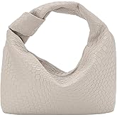 Women’s Woven Hobo Bag Faux Leather Zipper Handbag, Knot Strap Ruched Clutch Purse for Party Wedding Everyday Use