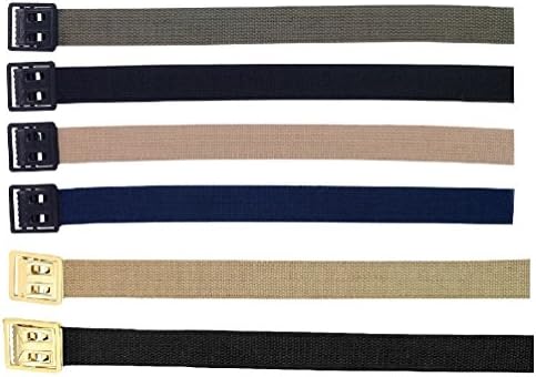 1 Pcs Solid Color Belts W/ Open Face Buckle - Black Khaki Tan Navy Blue Od Cotton Belt