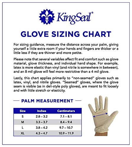 KingSeal Nitrile Disposable Gloves, Powder-Free, Latex-Free, Blue, Size Large - 1 Box of 100 Gloves - Thumbnail 4