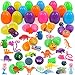 FUNNISM 24 Toys Filled Surprise Eggs, 2.5 Inches Bright Colorful Prefilled Plastic Surprise Eggs with 12 Kinds of Popular Toys