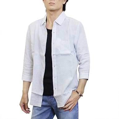 Amazon Ciao チャオ 7分袖フレンチリネンシャツ メンズ シャツ 通販