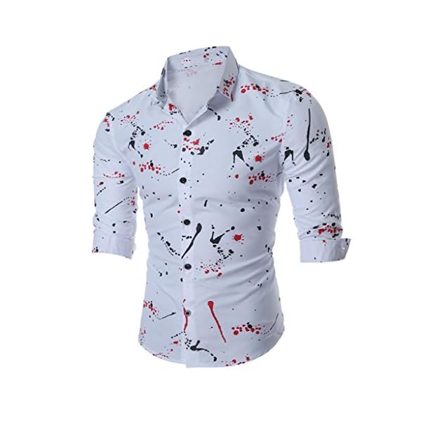 Ninasill Mens Autumn and Winter Print Shirts Male Long Sleeve Slim Fit Business Casual Shirt Blouse Top