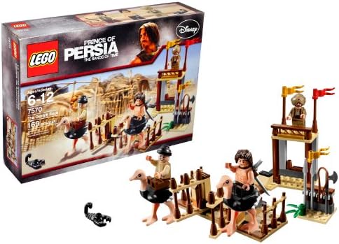 Lego Disney Movie Series "Prince of Persia - The Sands of Time" Scene Set # 7570 - The Ostrich Race with Movable Gates and Traps, Desert Creature and 2 Ostriches Plus Dastan, Ostrich Jockey and Sheik Amar (Total Pieces: 169)