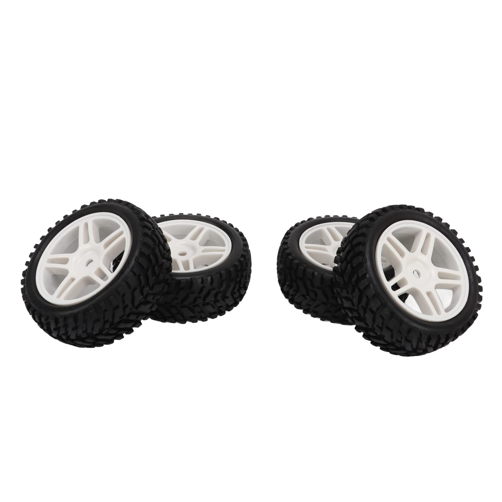 1:16 Scale RC Car Tires, Uneven Texture White Tires Stable Driving Anti Wear Strong Cushioning for RC Model