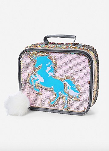 Justice Lunch Tote Bag Flip Sequin Gold Unicorn