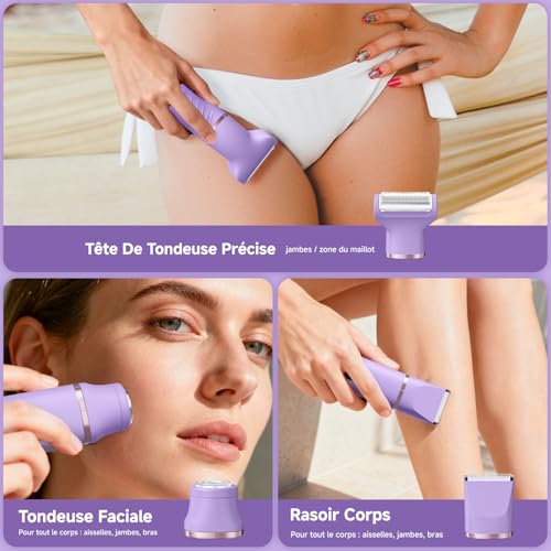 Women's Intimate Trimmer, Women's 3-in-1 Electric Shaver, Pain Free Shaver, Waterproof Face and Body Hair Removal with LCD Screen for Legs, Armpits, Armpits