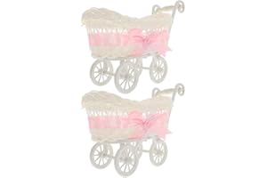 ALIPIS Carriage Centerpiece Mini Woven Baskets, Wicker Candy Baskets with Handles Straw Candy Bowl Snack Serving Tray Wedding Table Centerpieces For Party Favor Dessert Fruit Pink 2pcs