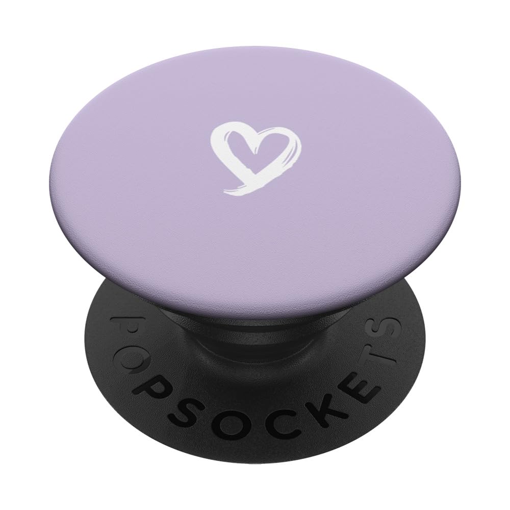 PopSockets White Minimalist Heart Light Pastel Purple PopSockets Swappable PopGrip