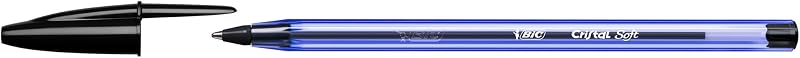 Canetas bic cristal soft de ponta média (1,2 mm) - pretas, caixa com 50 canetas