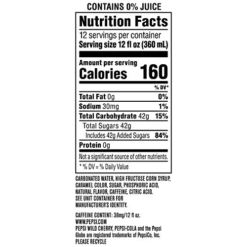 PEPSI COLA SODA, WILD CHERRY, 12 FL OZ CANS (PACK OF 12)