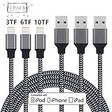 Lightning Cable, Auideas [3 Pack] iPhone Charger to USB Syncing and Charging Cable Data Nylon Braided Cord Charger for iPhone 8/8 Plus7/7 Plus/6/6 Plus/6s/6s Plus/5/5s/5c/SE(Black).