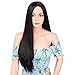 ENTRANCED STYLES Long Straight Black Wig Synthetic Wigs for Women Morticia Addams Wig Middle Part Heat Resistant Fiber 26inch