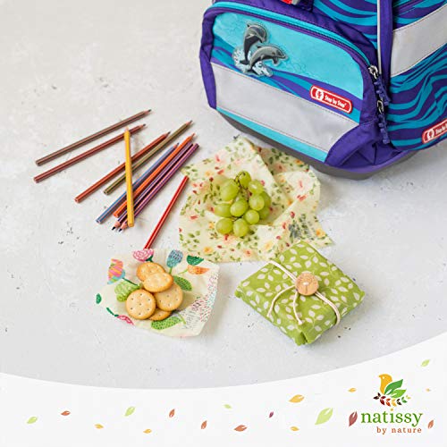 Beeswax Wraps for Food, Set of 6 Organic Bees Wax Paper for Bread, Cheese, Sandwiches; Reusable Bee Wax Wrap for Covering Bowls; Washable Beeswax Paper; Sustainable Beeswax Cloth Cover for Eco Kitchen