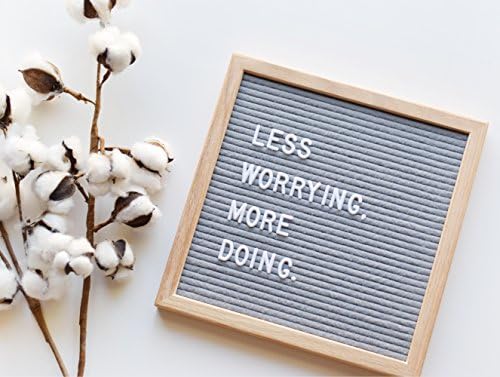 Felt Letter Board Oak Frame - 300 Changeable White Letters/Numbers/Characters - FREE Bag! - Text Box Brand (12" x 12", Gray)