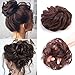 Violet 100% Human Hair Wavy Bun Scrunchie Dark Brown Curly Messy Donut Chignons Hair Piece For Women Updo Ponytail Human Hair Extension(Dark Brown)