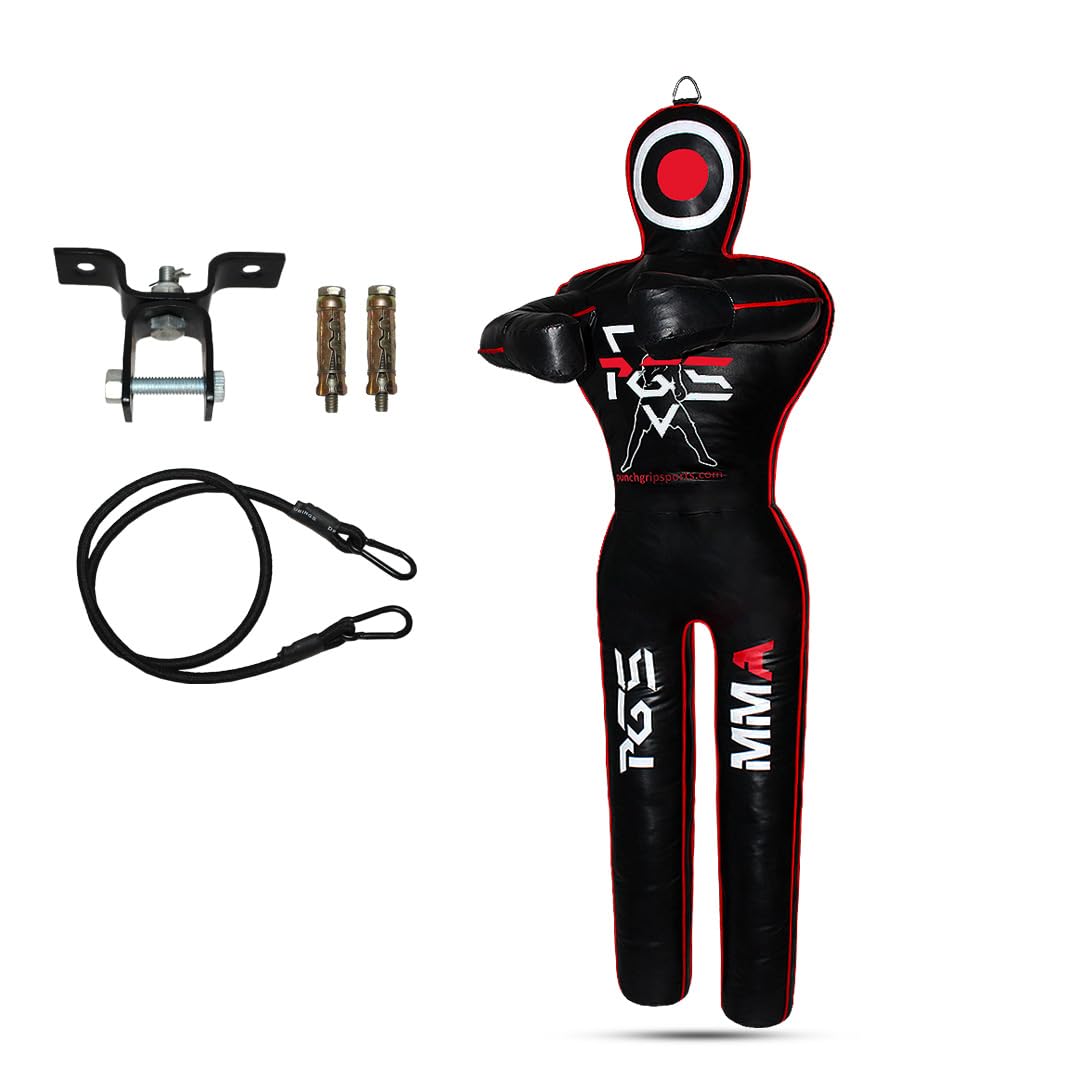 Photo 1 of PGS MMA Grappling Dummy Judo Karate Punching Bag Dummy BJJ Wrestling Dummy Practice Martial Arts Boxing Standing Position Brazilian JIU Jitsu Submission Training - UNFILLED (Black RED, 6FT)