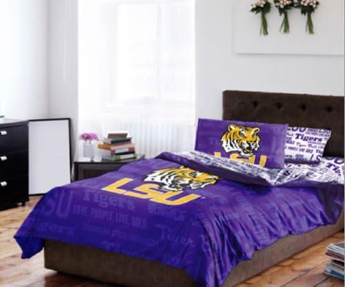 Amazon Com Lsu Tigers Twin Comforter Sheets Set Ncaa 4 Piece