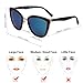 Vivienfang Women's Color Mirror Lens Oversize Cateye Sunglasses P1891A Blue Mirror