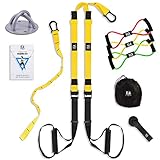 Suspension Trainer Bundle Kit I All in One I Bodyweight Training Straps - 3 Resistance Loop Bands - Wall Mount Bracket - Carrying Bag - Exercise Book I Body Workout & Home Gym