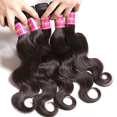 UNice Hair Brazilian Unprocessed Virgin Human Hair Weave Bundles 3pcs Body Wave Weft Extensions Natural Color 14 16 18 Inch