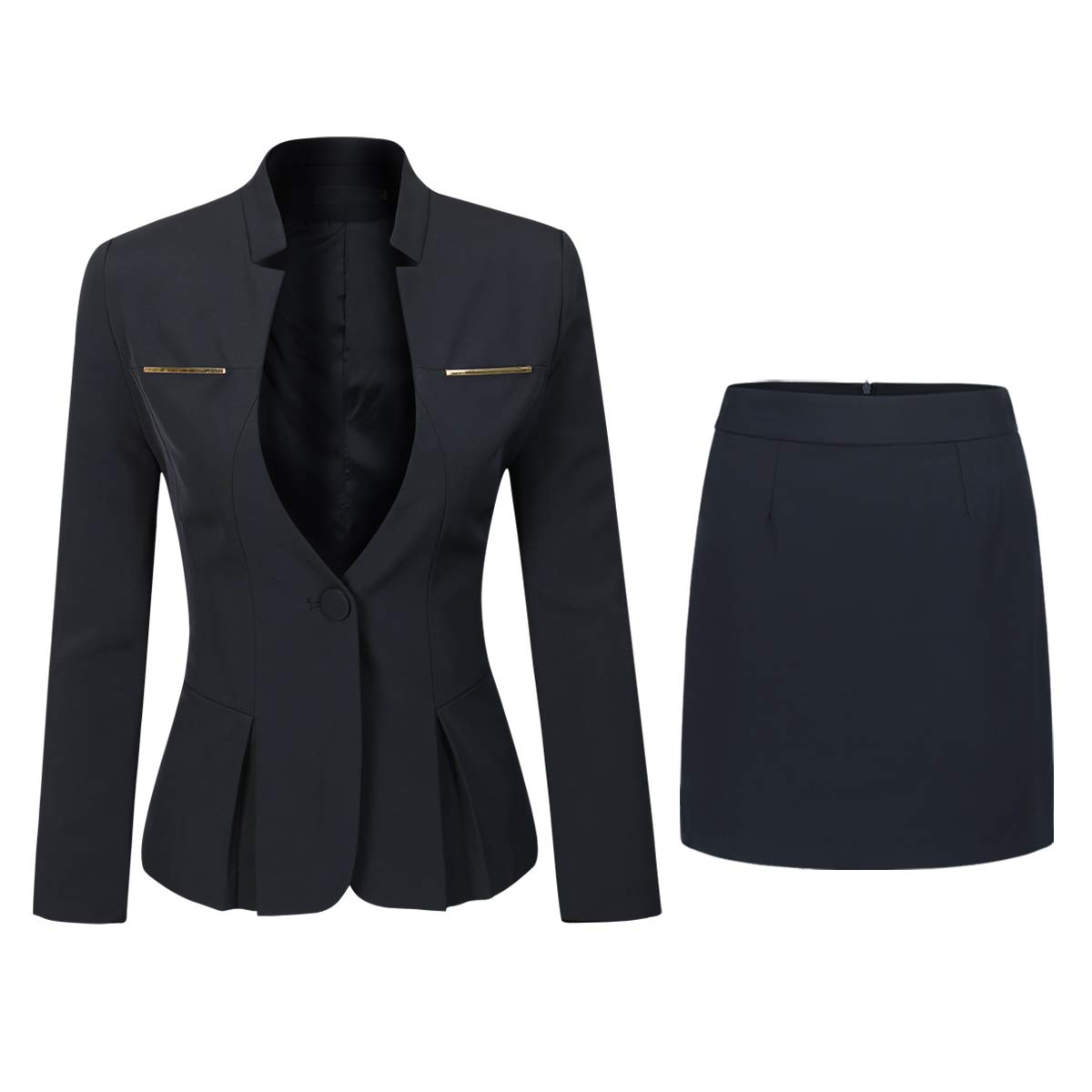 YUNCLOSWomen's 2 Piece Business Skirt Suit Set Office Lady Slim Fit Blazer and Skirt