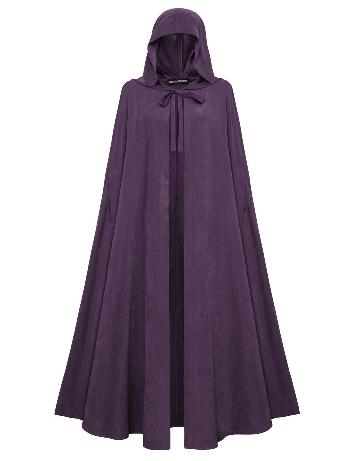 Photo 1 of Scarlet Darkness Women Renaissance Hooded Cape Medieval Cloak Hobbit Halloween Costume Purple
