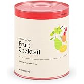 Glownary Fruit Cocktail in Light Syrup, #10 Can, 106 oz, 6 Pack Case, Diced Peaches Pears Pineapples Grapes Cherries