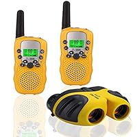 Best Gifts for Kid Gifts for Girl 4-8 Year Old YYhappy childhood Walkie Talkies Toys for Children with Built in Flash Light,8X 21 Binoculars for Children Cool Toys for 4-5 Year Old Boys1 Set(Yellow)