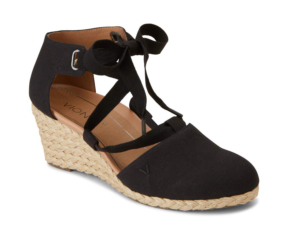 Vionic Women's Aruba Kaitlyn Lace-up Wedge - Ladies Espadrille Wedges with Concealed Orthotic Arch Support