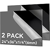 Black Acrylic Sheets 24x36, 2 Pack 1/4 Inch Thick Plexiglass Sheets | Smooth Glossy Surface, Rigid Acrylic Construction, Easy to Saw, Drill &amp; Laser Cut