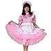 GOceBaby Women Sissy Maid Lockable Pink Satin Dress Costume Crossdress Pleated Style - Large