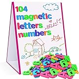 Star Right Magnetic Letters & Numbers with Easel for Kids - Educational Alphabet Magnets for Learning -Includes 104 Magnets with 1 Dry Erase Magnetic Easel - Learning Toys for 4+ Year Olds