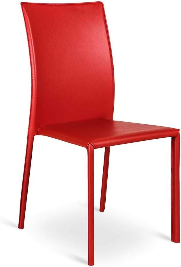Pharao24 Silla de Comedor en Rojo Piel sintética apilable Amazon.es