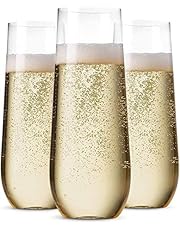 36 Pack Stemless Plastic Champagne Flutes Disposable 9 Oz Clear Plastic Toasting Glasses Shatterproof Recyclable and BPA-Free
