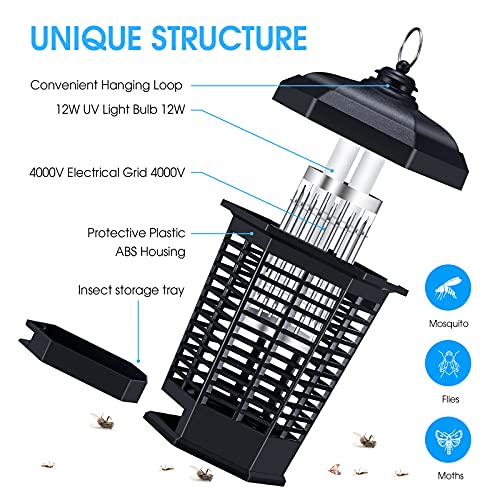 JCHOPE Fruit Fly Trap, High Powered Indoor Mosquito Killer, 12W & 4000V