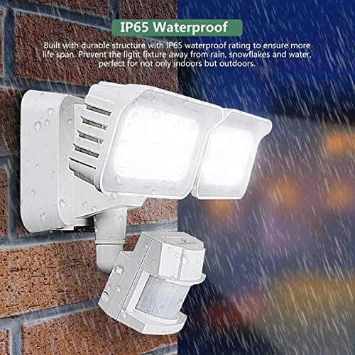 GLORIOUS-LITE Solar Security Light Outdoor, 1500LM Solar Motion Sensor LED Light with IP65 Waterproof, 6000K, Flood Light with 2 Adjustable Heads for Backyard, Pathway and Patio