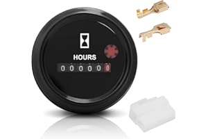 Boat Hour Meter, Round Mechanical Hour Meter Timer for 12-36V DC AC Car Truck Boat Marine ATV UTV Automotive Engine Generator