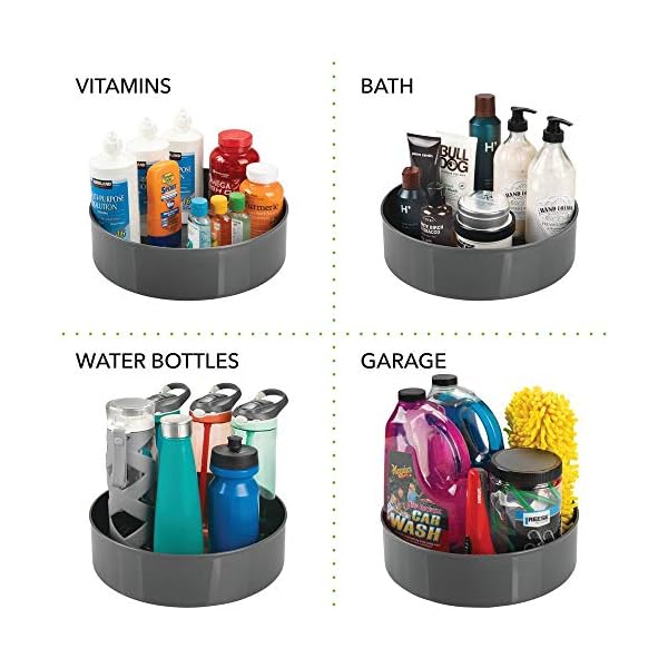 mDesign Lazy Susan Turntable Condiment Holder – Plastic Revolving Condiments and Spice Rack – Kitchen Storage Unit for…