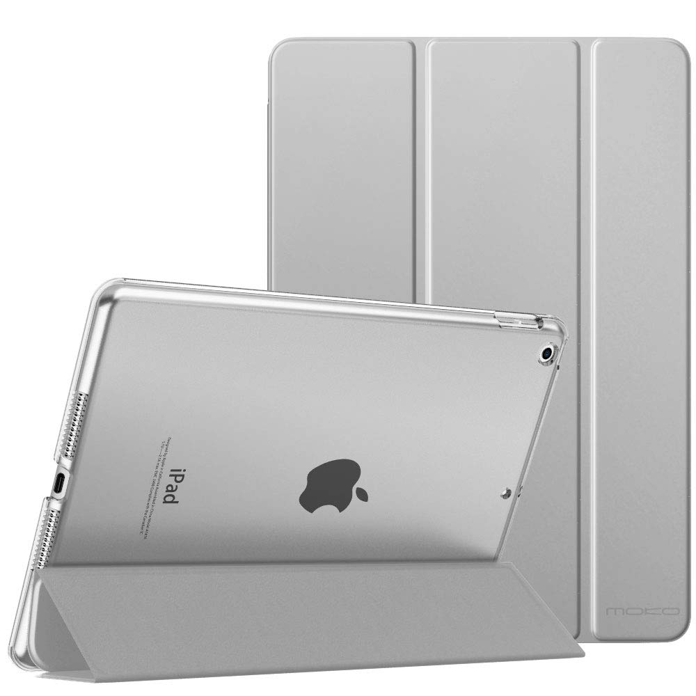 MoKo Case Fit New iPad 9th Generation 2021/8th Generation 2020/7th Gen 2019, iPad 10.2 Case - Slim Smart Shell Stand Cover with Translucent Frosted Back Protector, Silver(Auto Wake/Sleep)