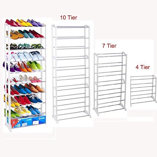 Pesters (US STOCK) 4/7/10 Tier Classics DIY Free Standing Shoe Racks, 30 -Pair Space-saving Shoe Tower Organizer Shelf,Free Standing 30 pair Shoe Organizer/Shelf/Tower Storage Cabinet