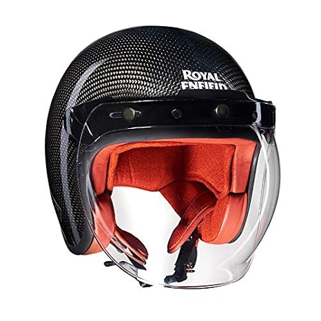 royal enfield matt black open face with visor helmet