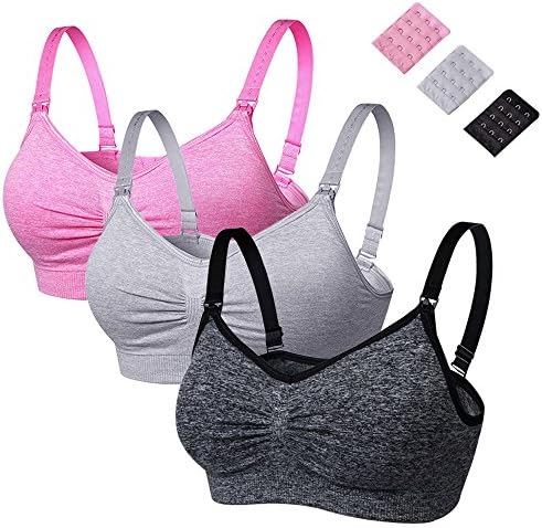 Womens Seamless Nursing Bra Breastfeeding Bra with Remove Bra Pads Extenders