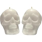 2 pcs White Skull Candles for Purity and Strength (Witches, Figure, aessthetic, Skeleton, Goth, Spooky, Ritual, Fireplace, Decorations, Bloody, Brain, Spiritual, Weird, Satanic)